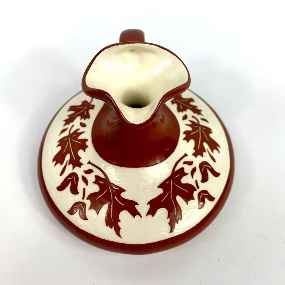 Vtg Handmade Pitcher Syrup Maple Leaf Pattern Fall Autumn Farm Country Cottage